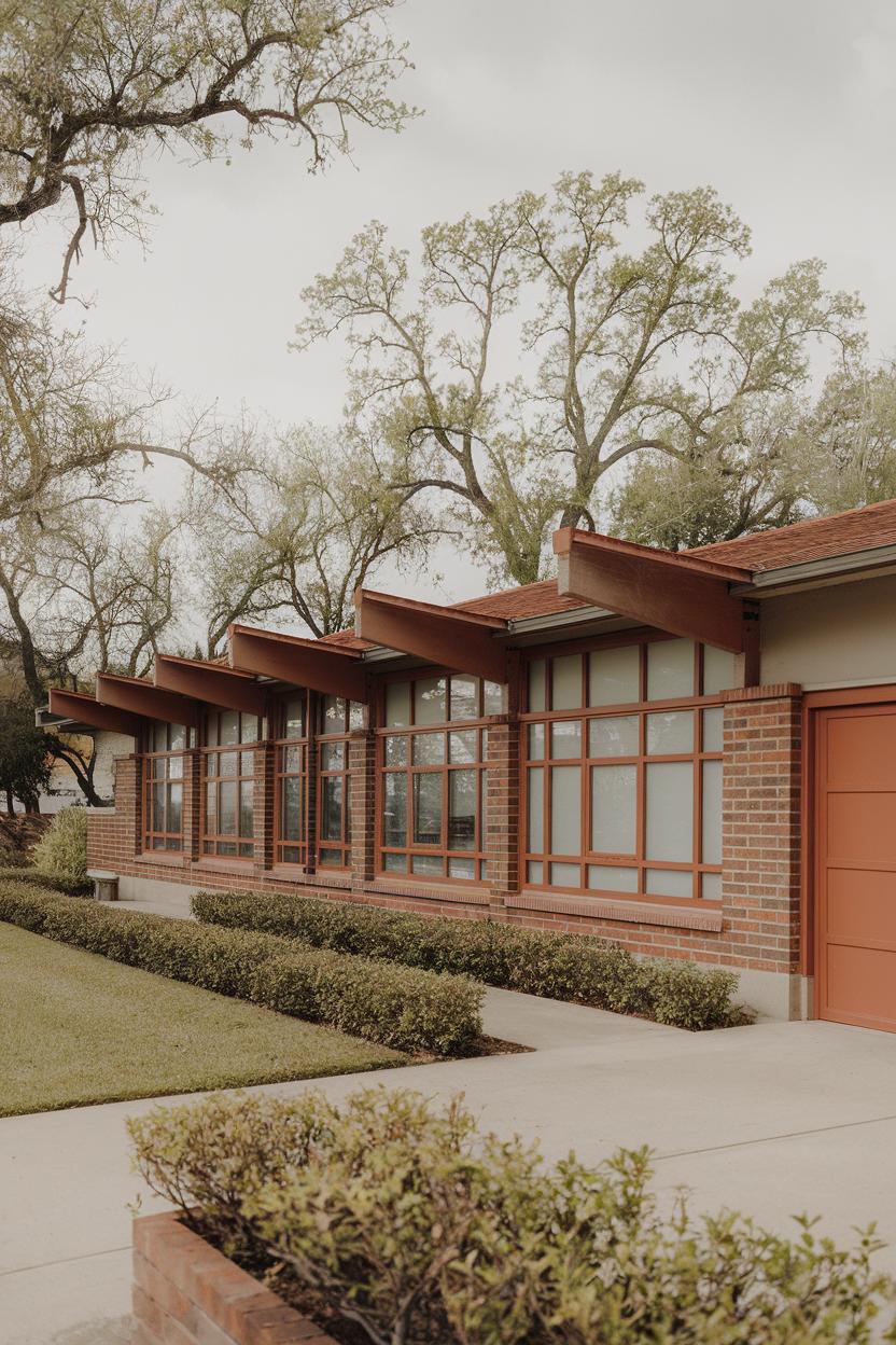 Classic mid-century ranch house with distinct windows