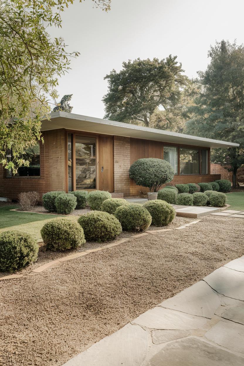 Mid-century ranch house with lush garden