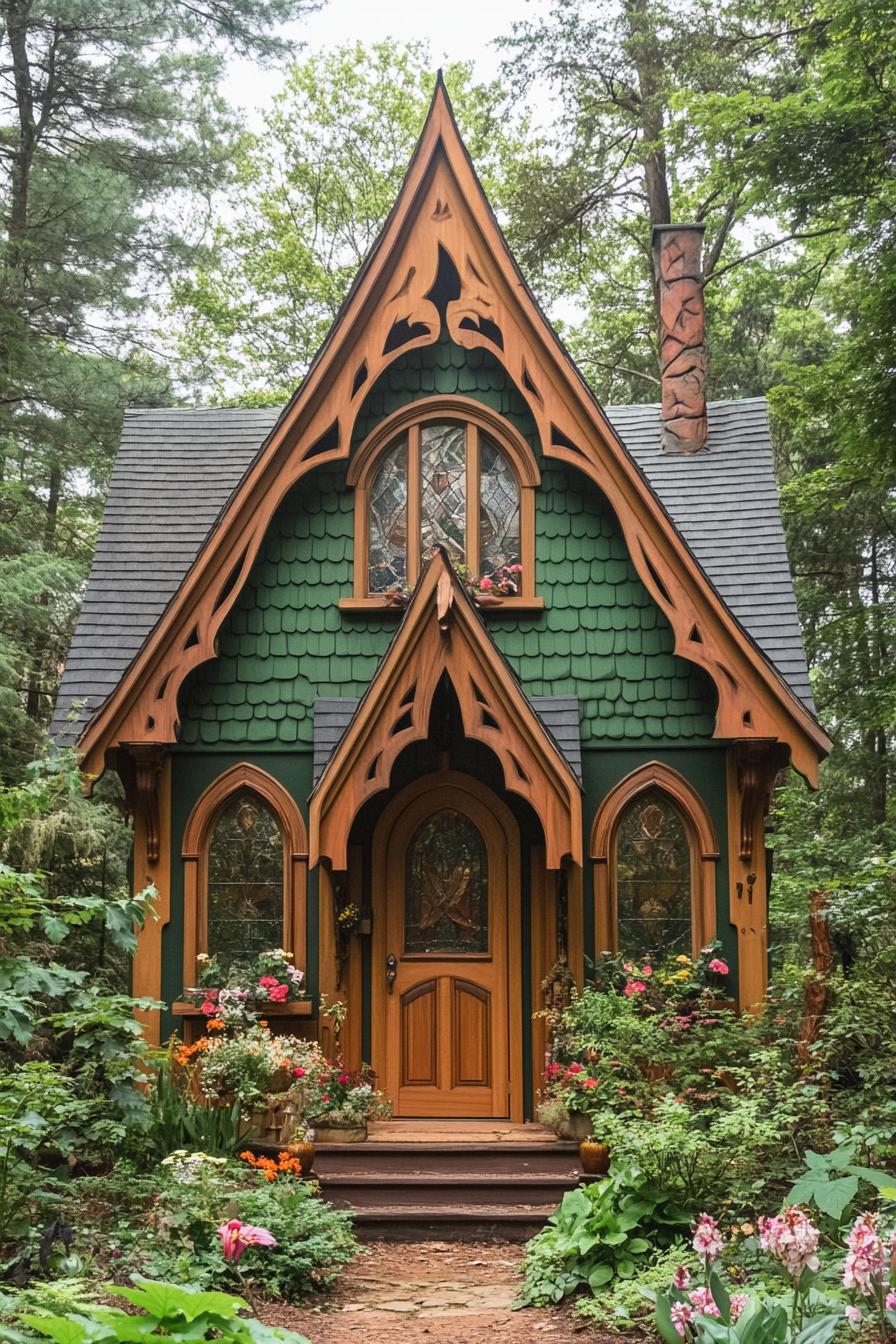 Storybook Gothic Cabin with Blooming Garden