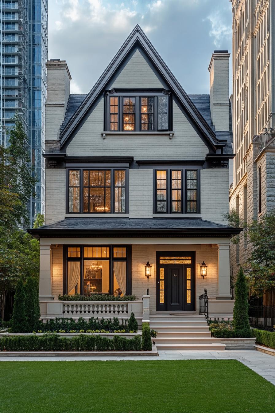 Two-Story Tudor House with a Porch