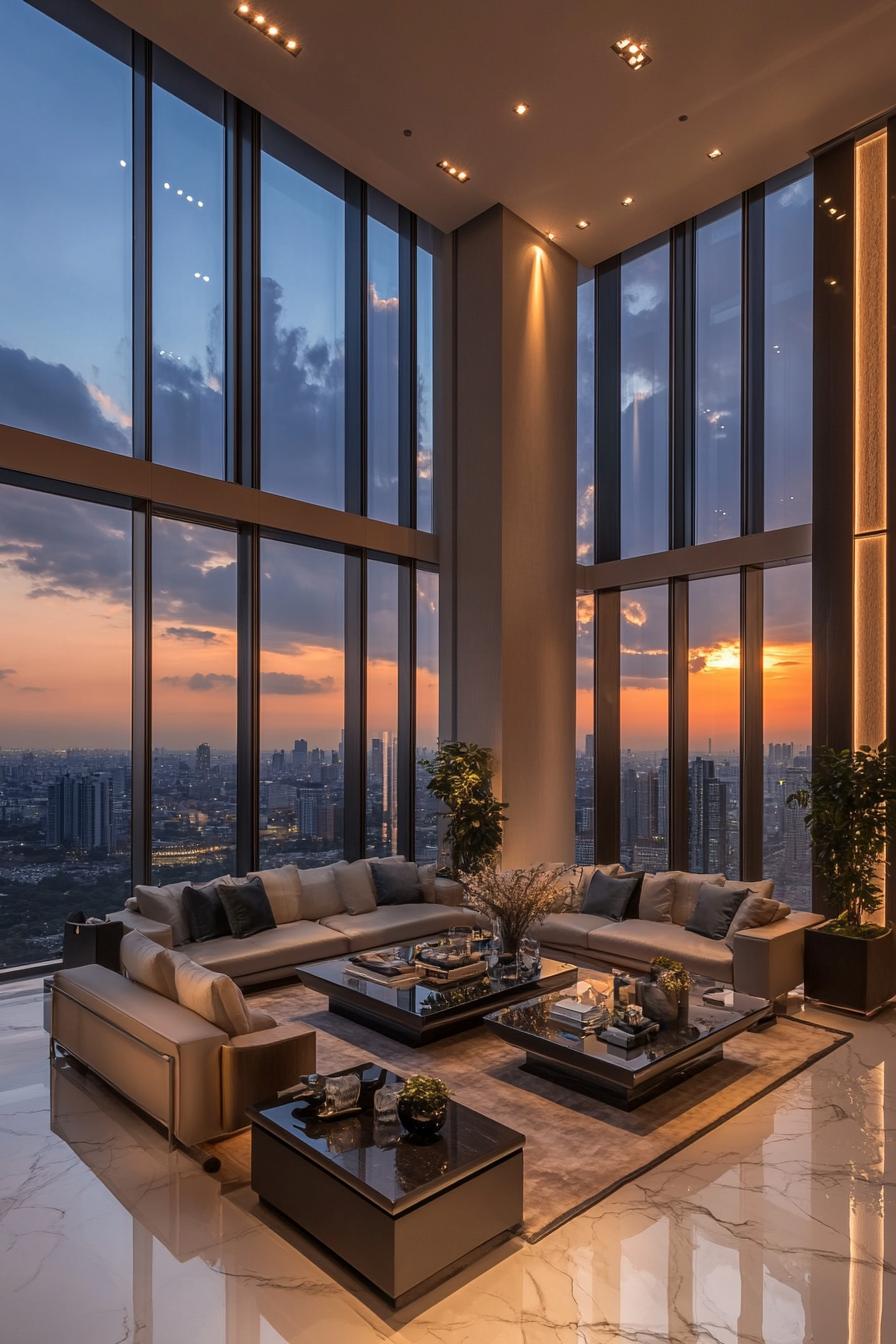 Lavish living room with panoramic views