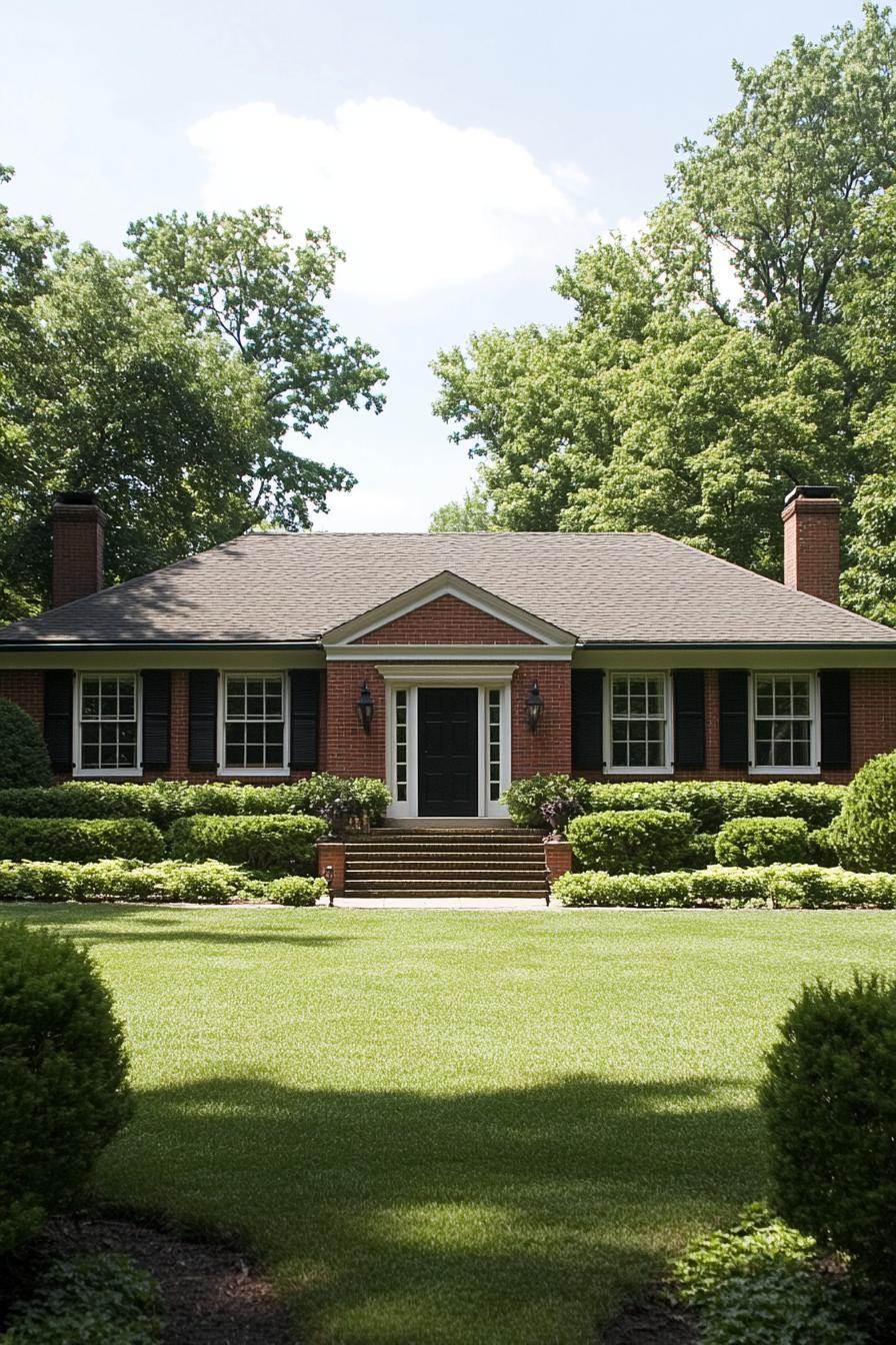 Charming single-story brick house with a large front lawn