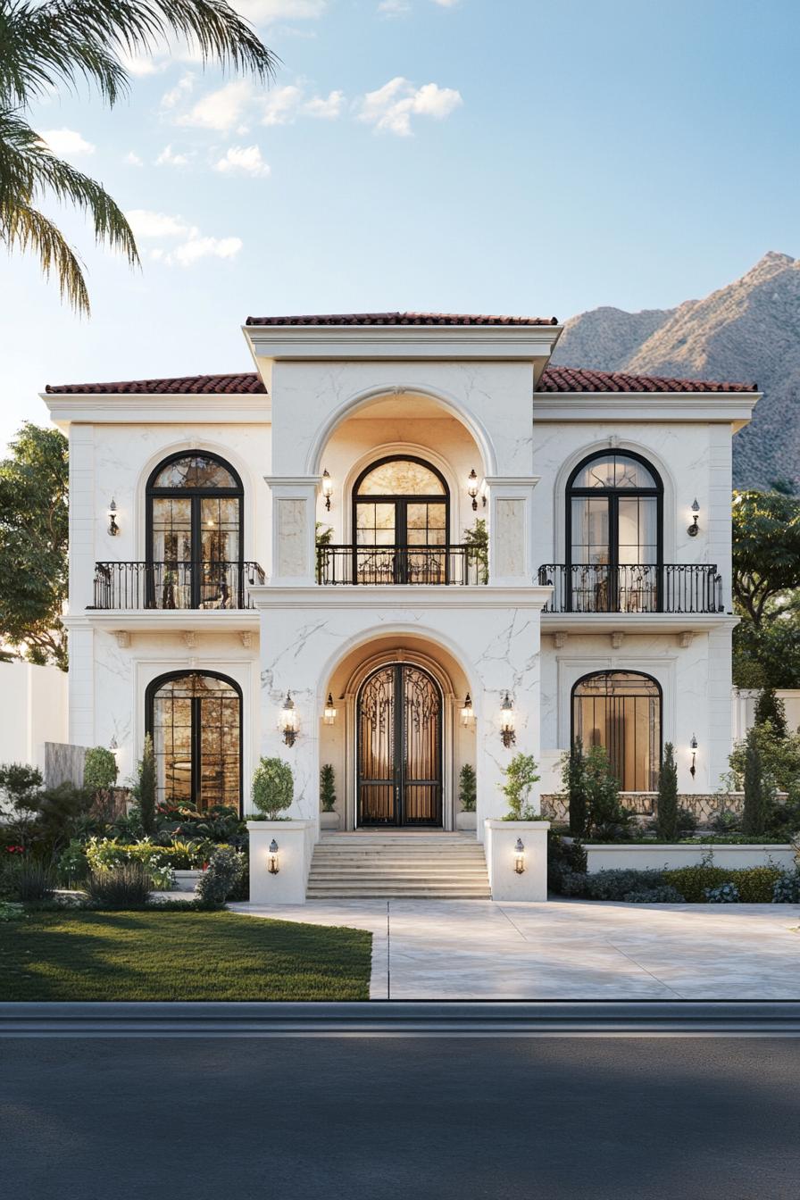 Elegant luxury home with arches and ornate details