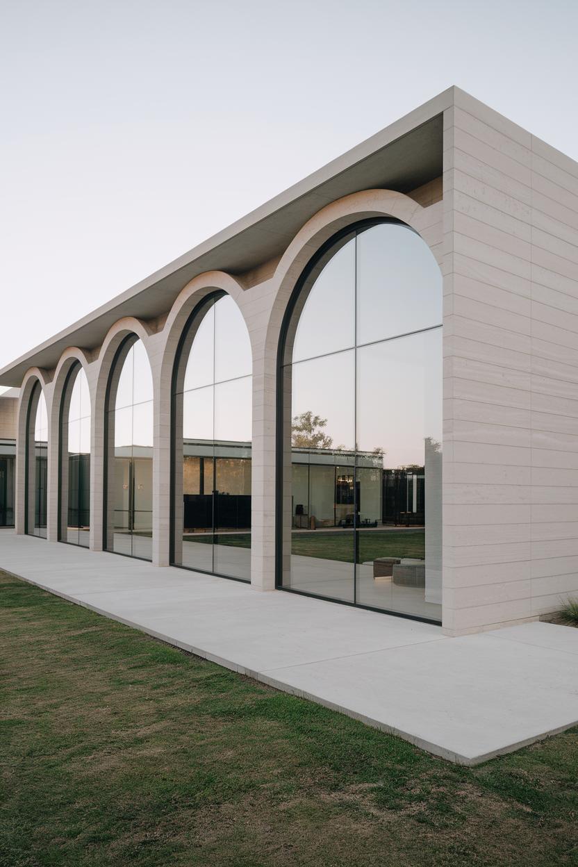 Contemporary house with large arched windows