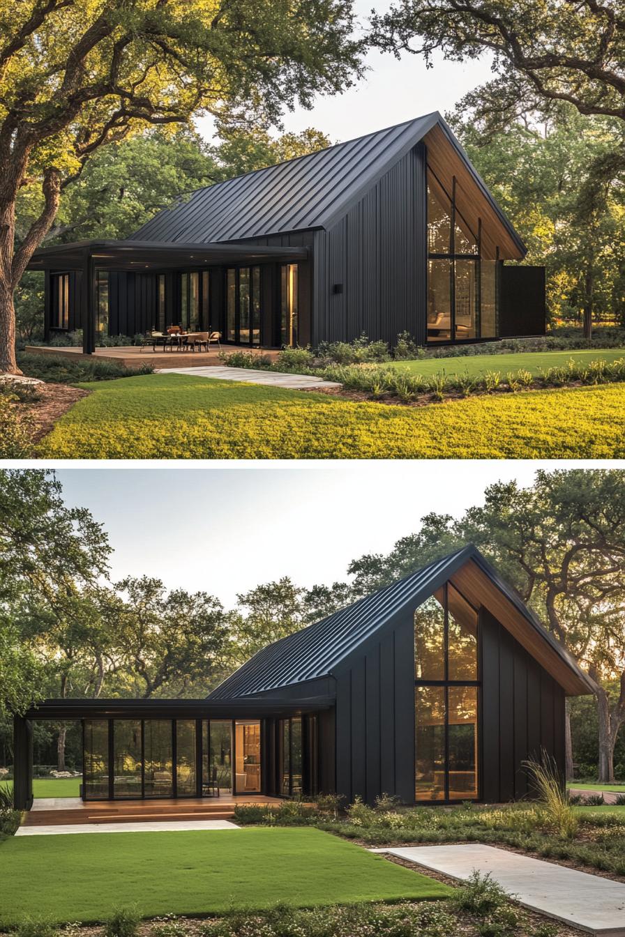 Modern black cottage with large windows