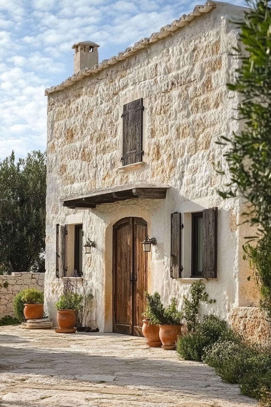 Quaint Italian farmhouse with wooden shutters