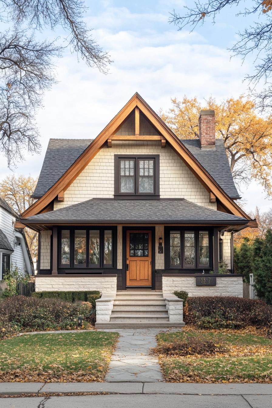 Charming bungalow with a steep gable roof and inviting entrance