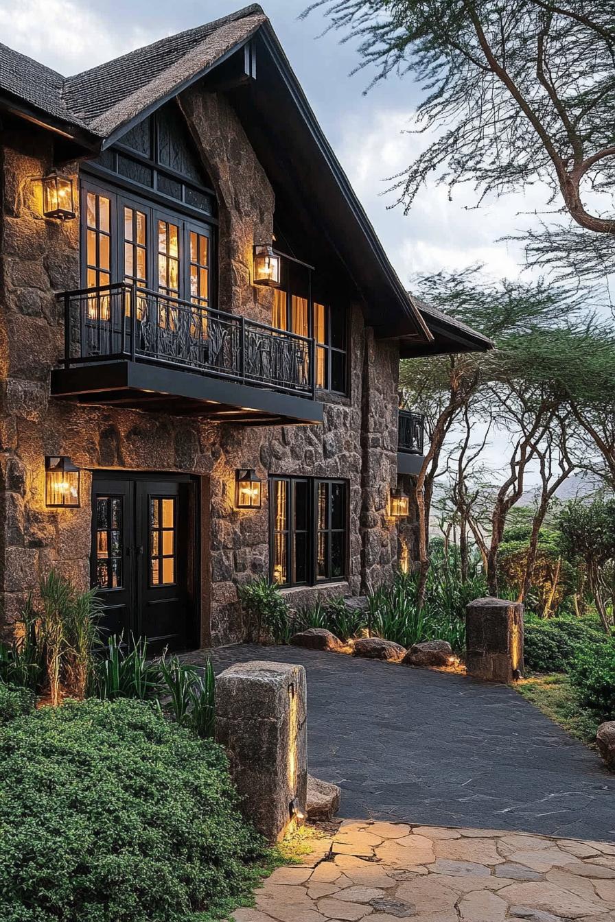 Charming stone house nestled among trees