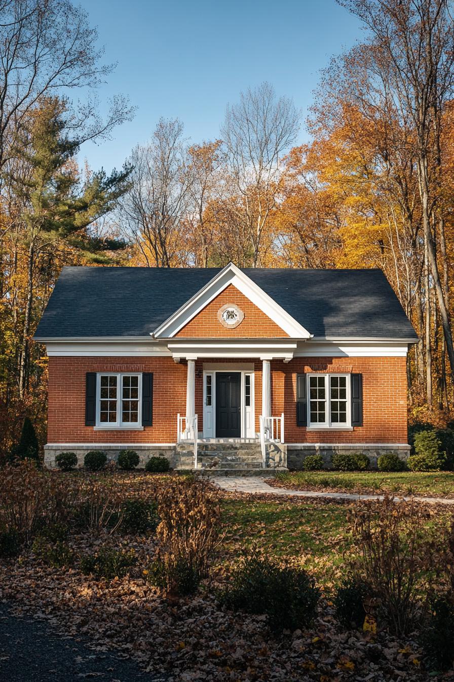 Autumn-Brushed Brick Home with Porch