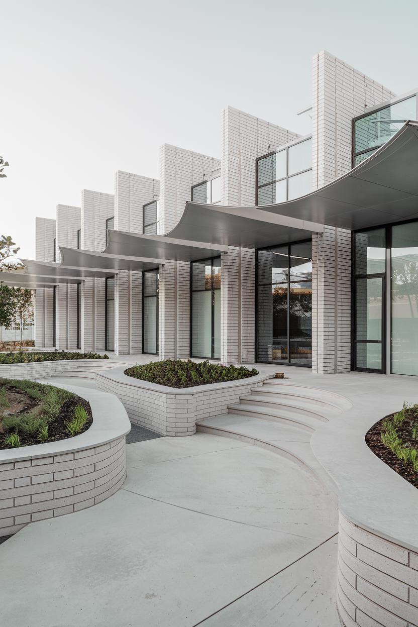 Modern arcade with elegant arches and brickwork