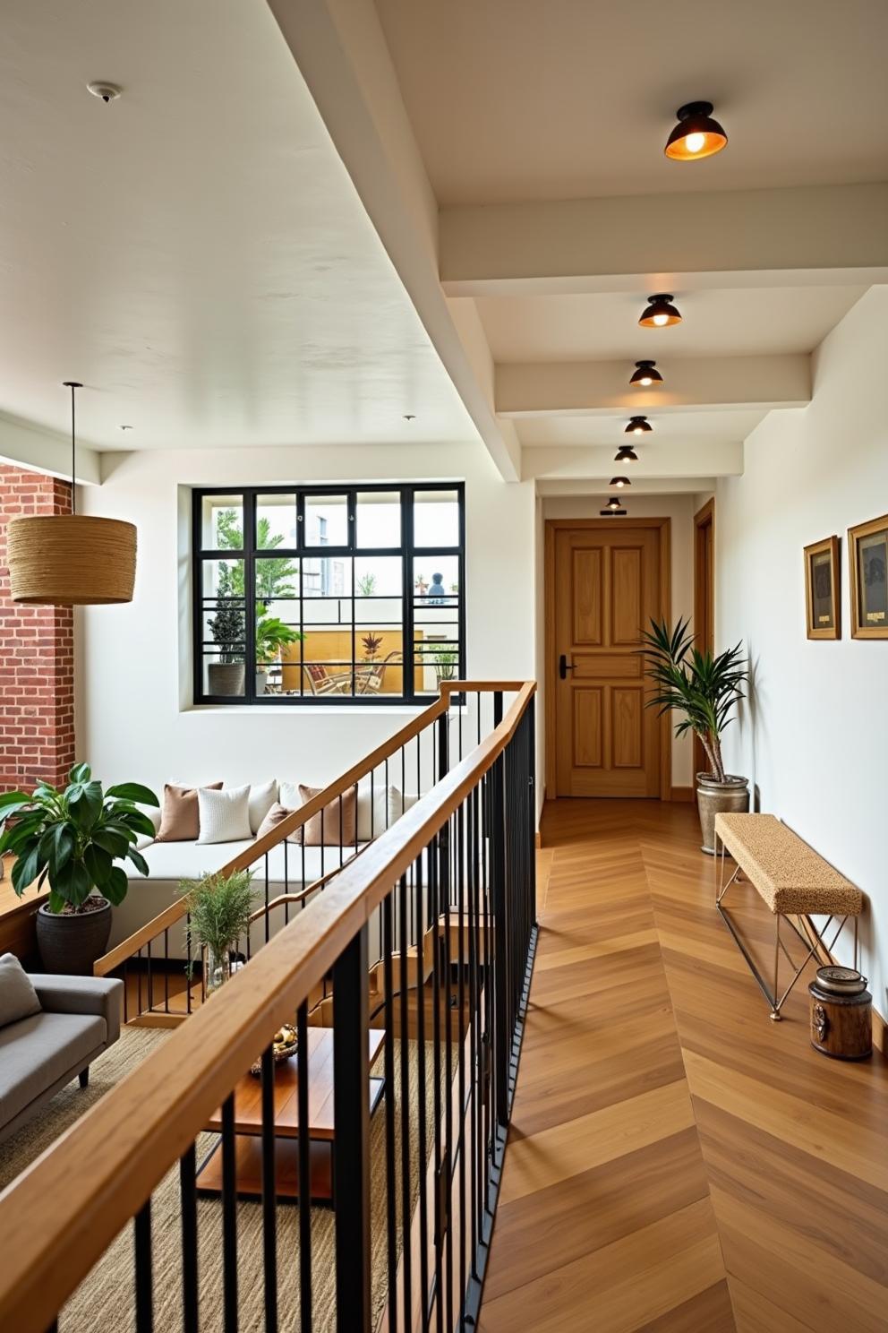 Cozy loft with wooden accents and bright windows