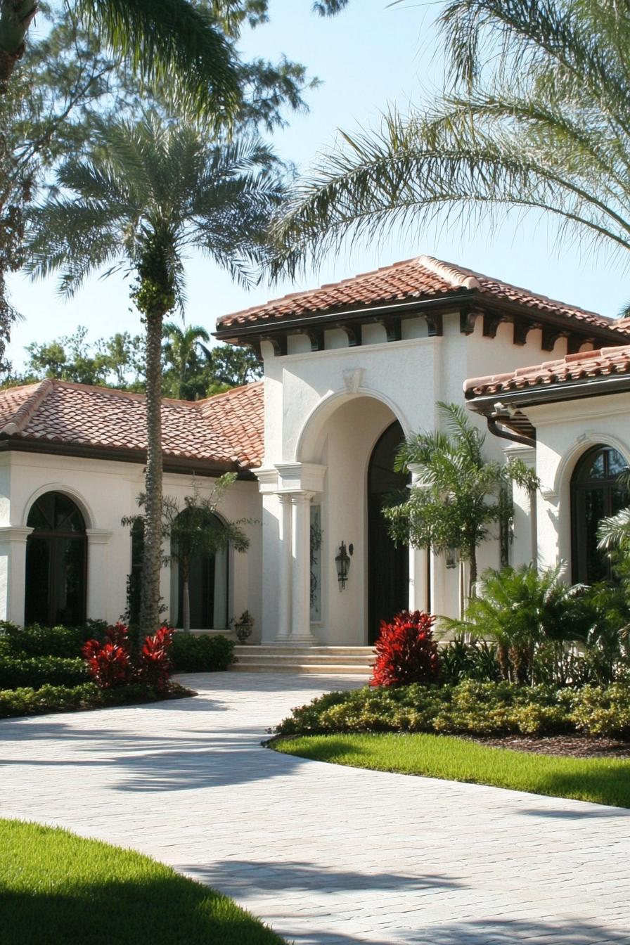 Elegant white villa with a red-tiled roof