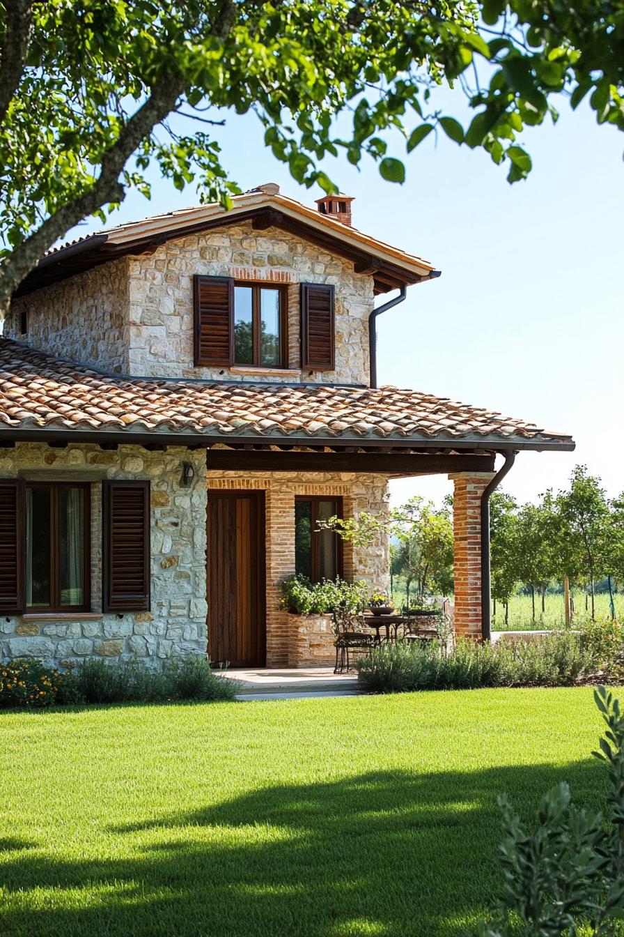 Charming stone farmhouse with lush surroundings