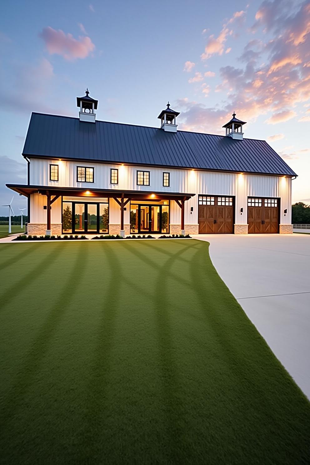 Modern barn-style home with large windows