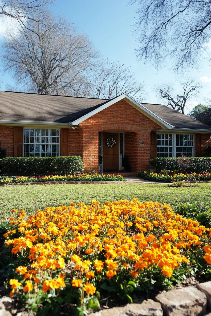 Charming brick house with colorful garden