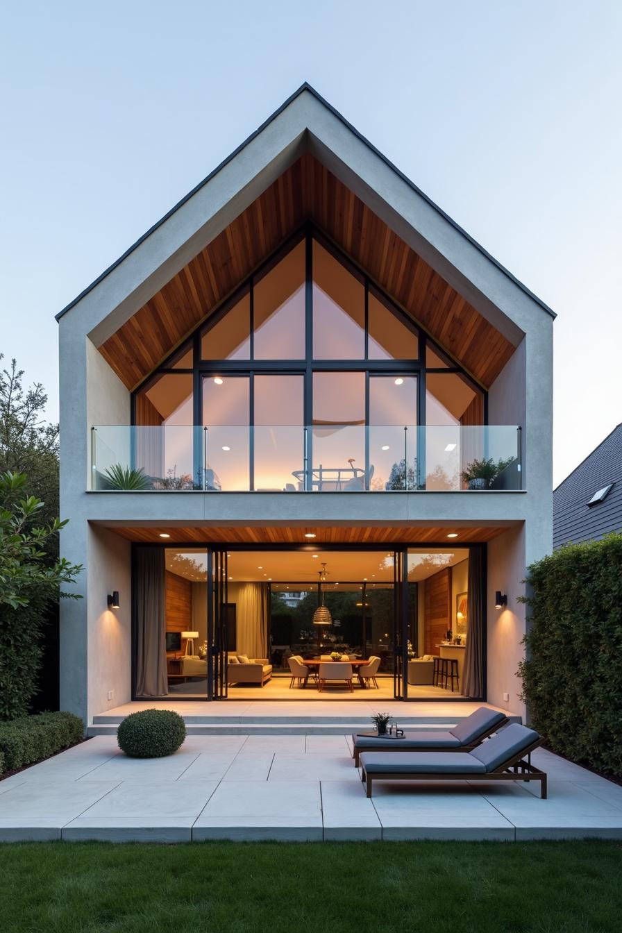 Modern house with a large glass facade and open living space