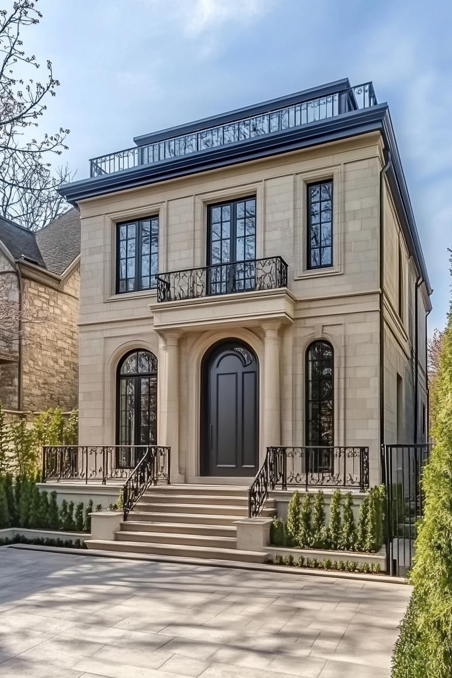 Elegant traditional home with stone facade