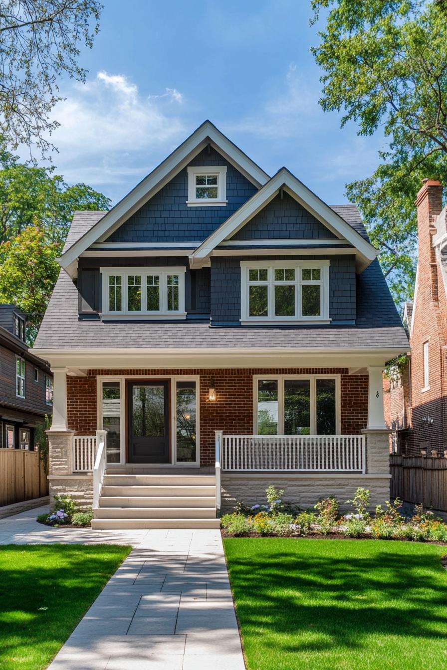 Charming suburban house with a gabled roof and a welcoming porch