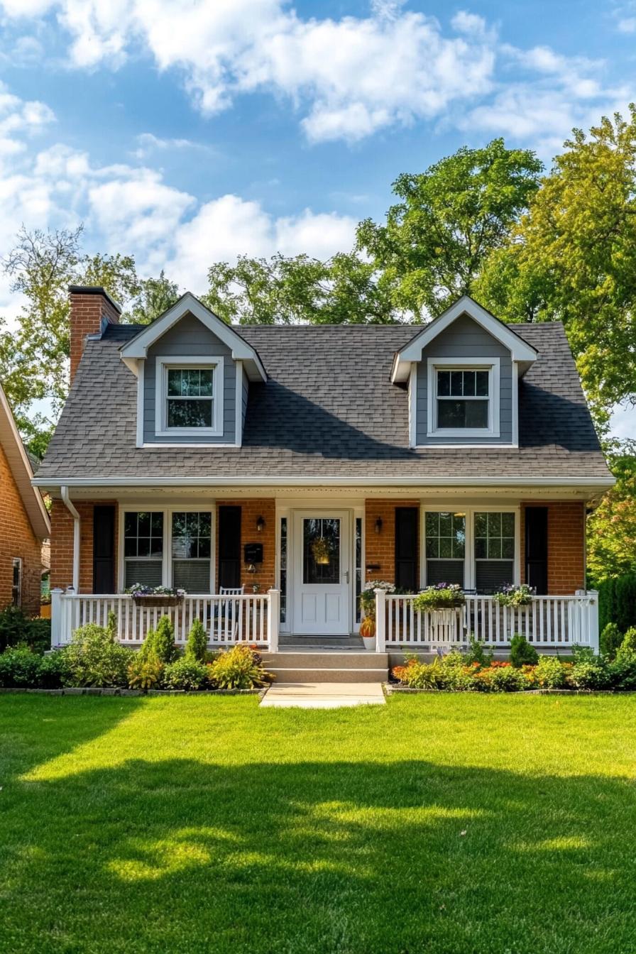 Charming brick house with a porch and dormer windows