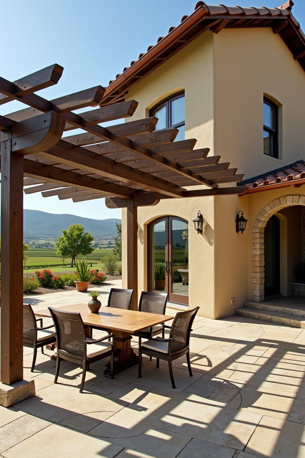 Terracotta villa with elegant pergola