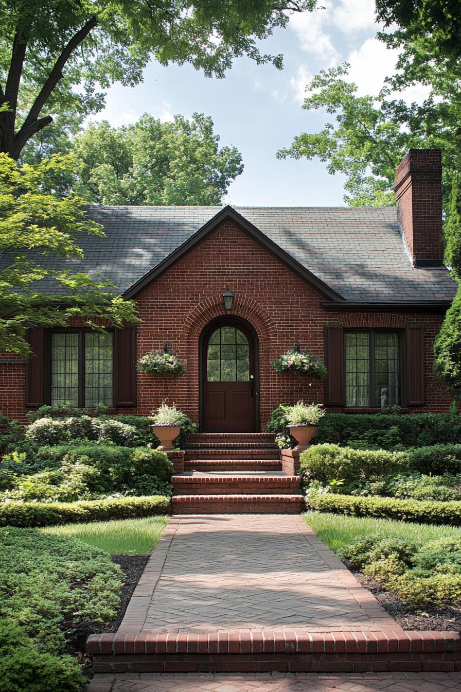 Charming brick house with lush greenery