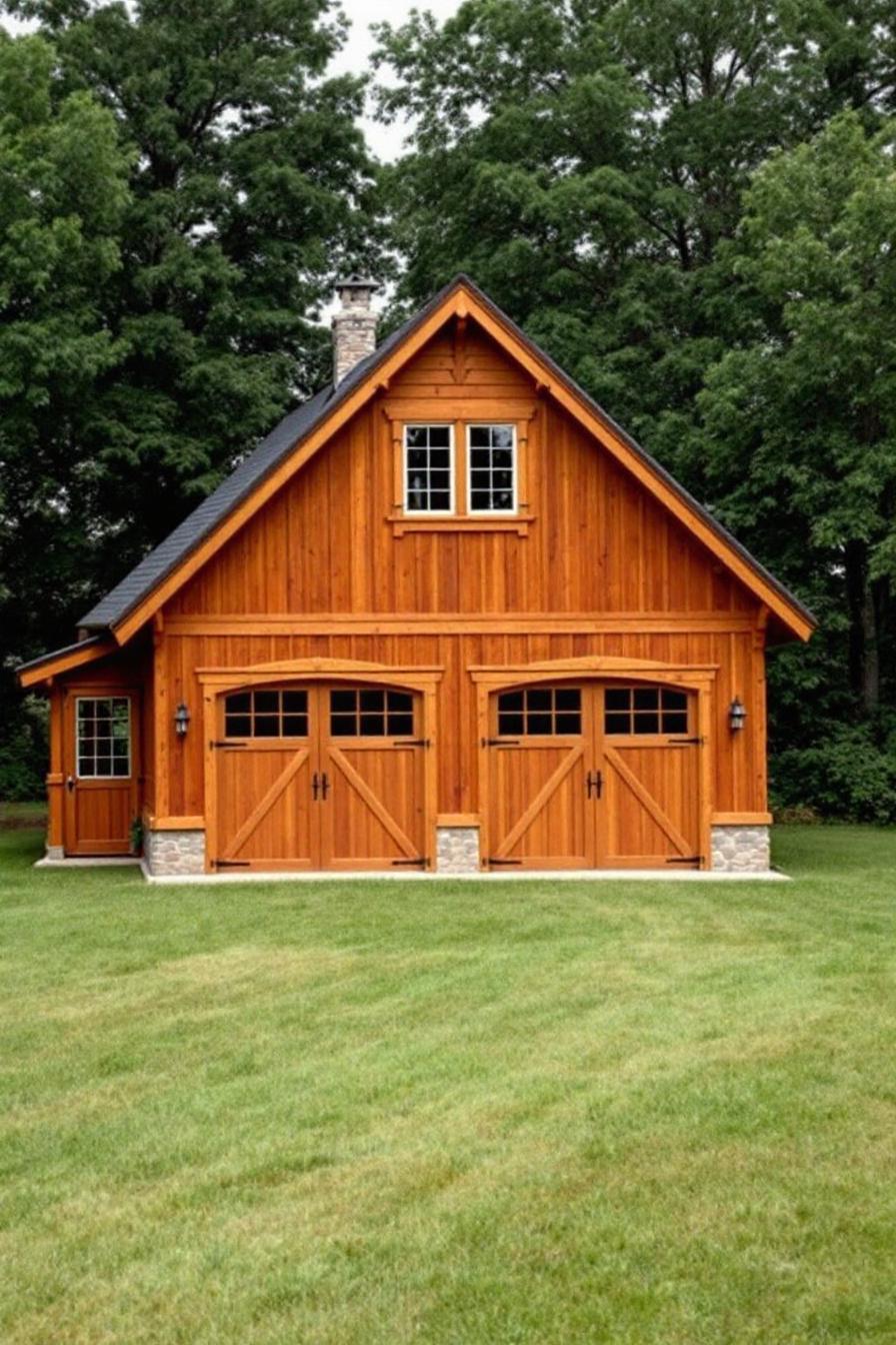 Wooden garage house with rustic charm