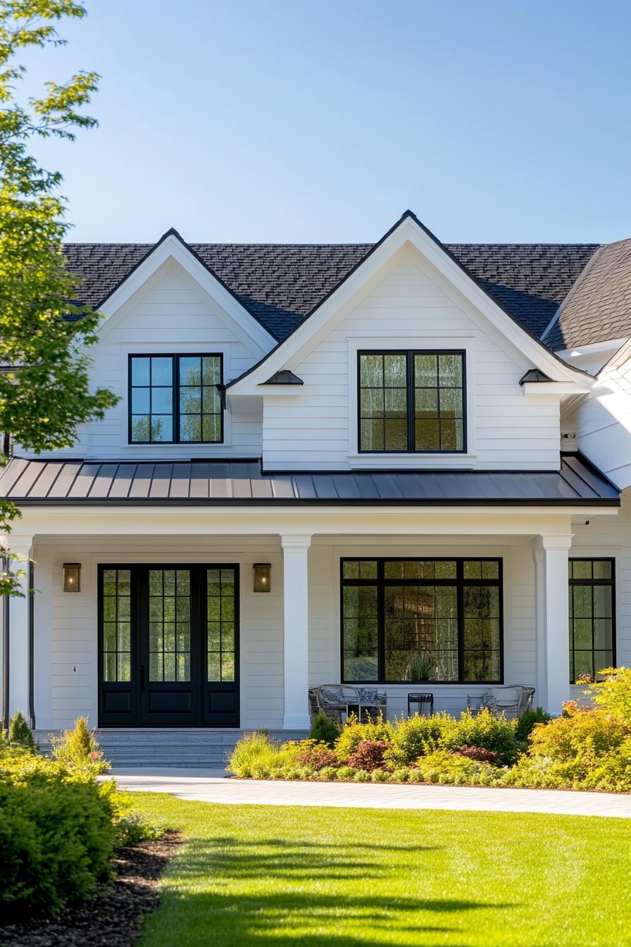 Chic white house with charming front porch