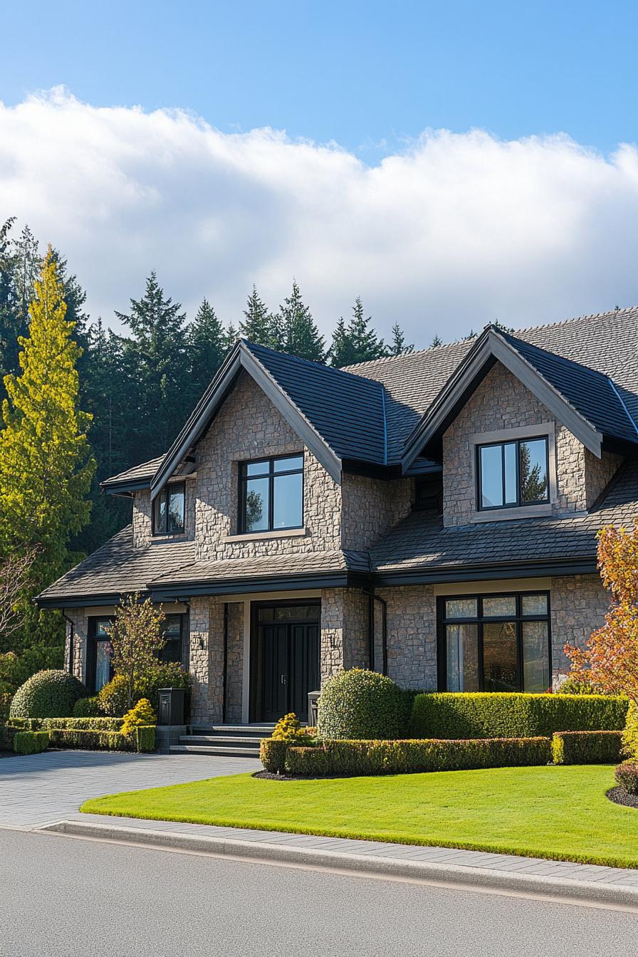 Charming stone house with manicured lawn