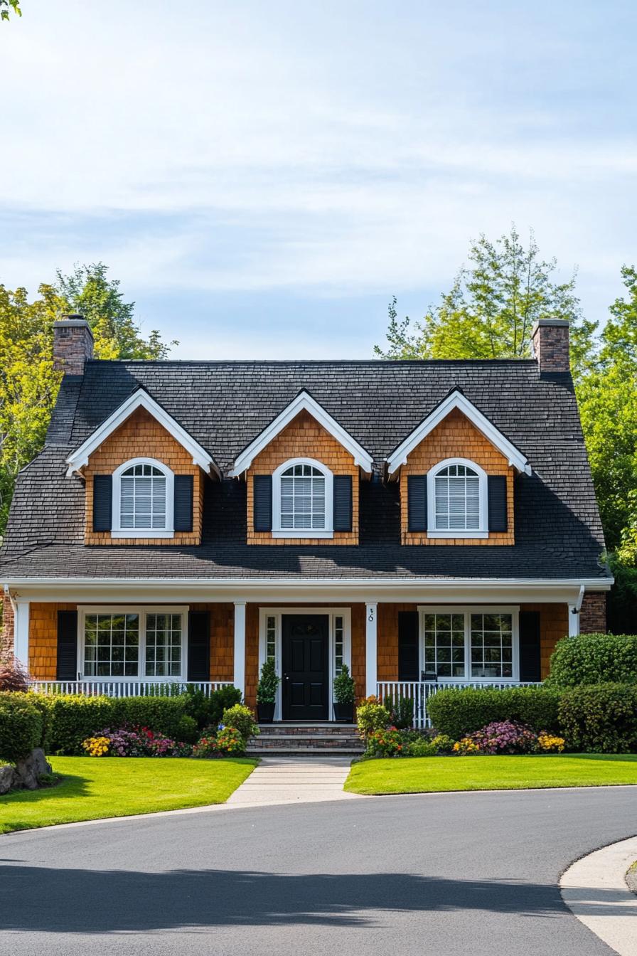 Charming house with gabled roof and lush garden