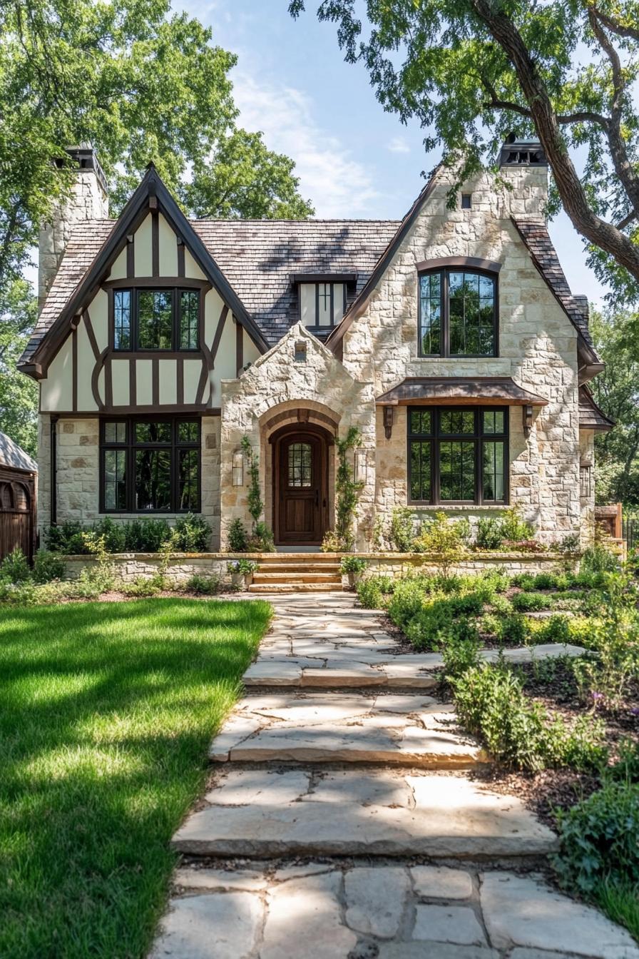 Charming stone cottage with lush green garden