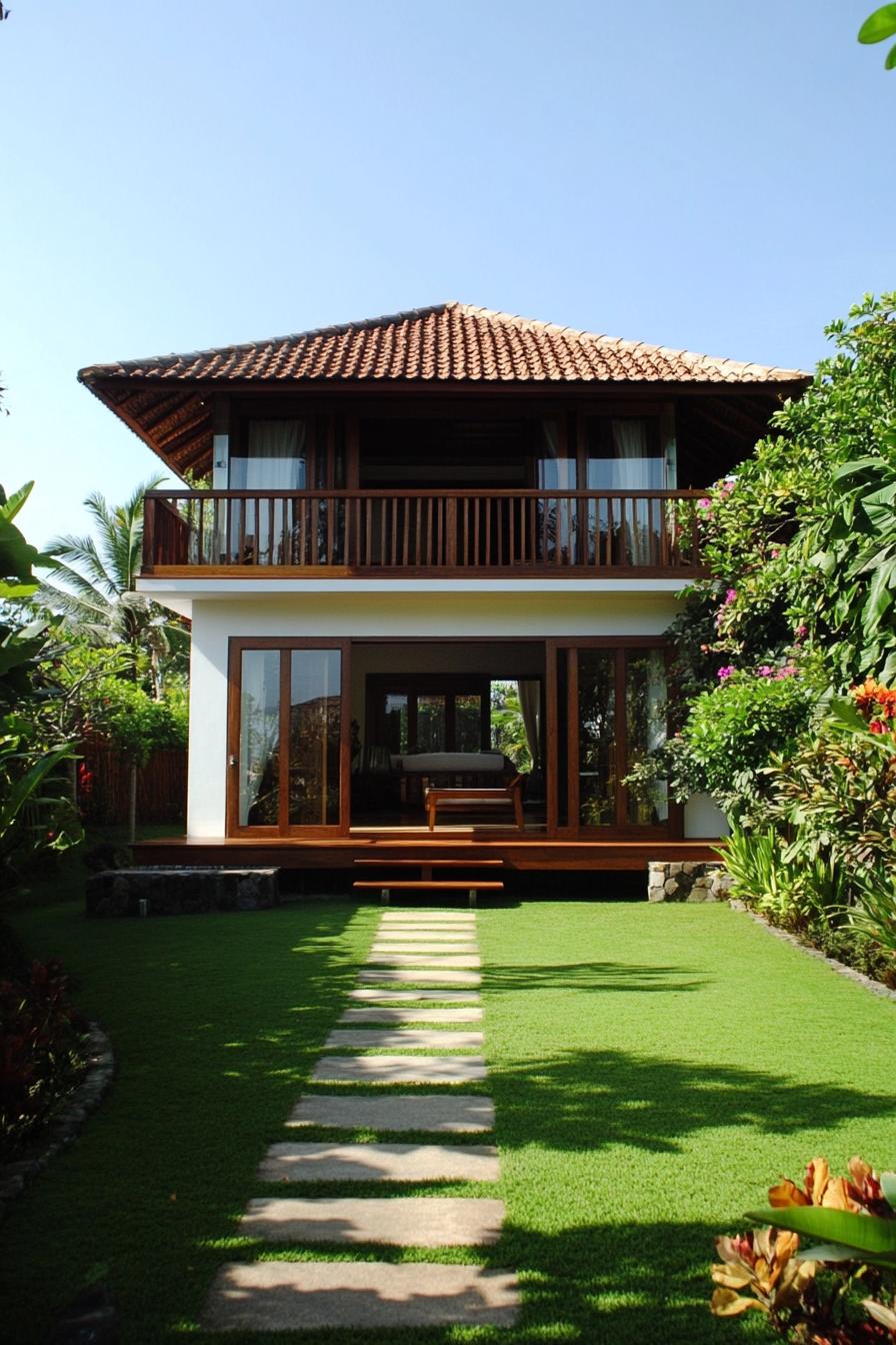 Traditional Balinese house with lush greenery