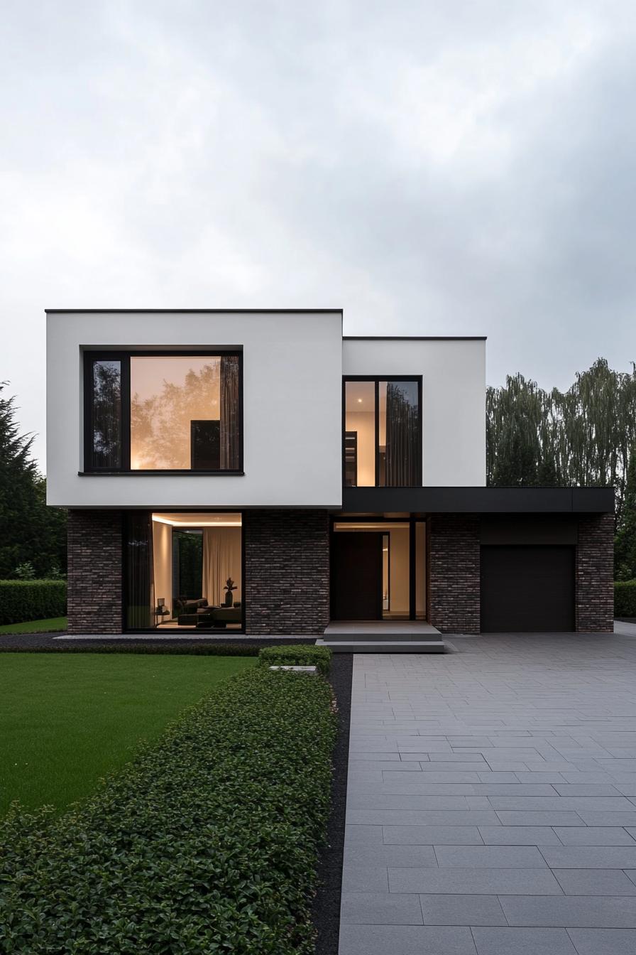 Modern suburban house with a mix of brick and smooth finishes