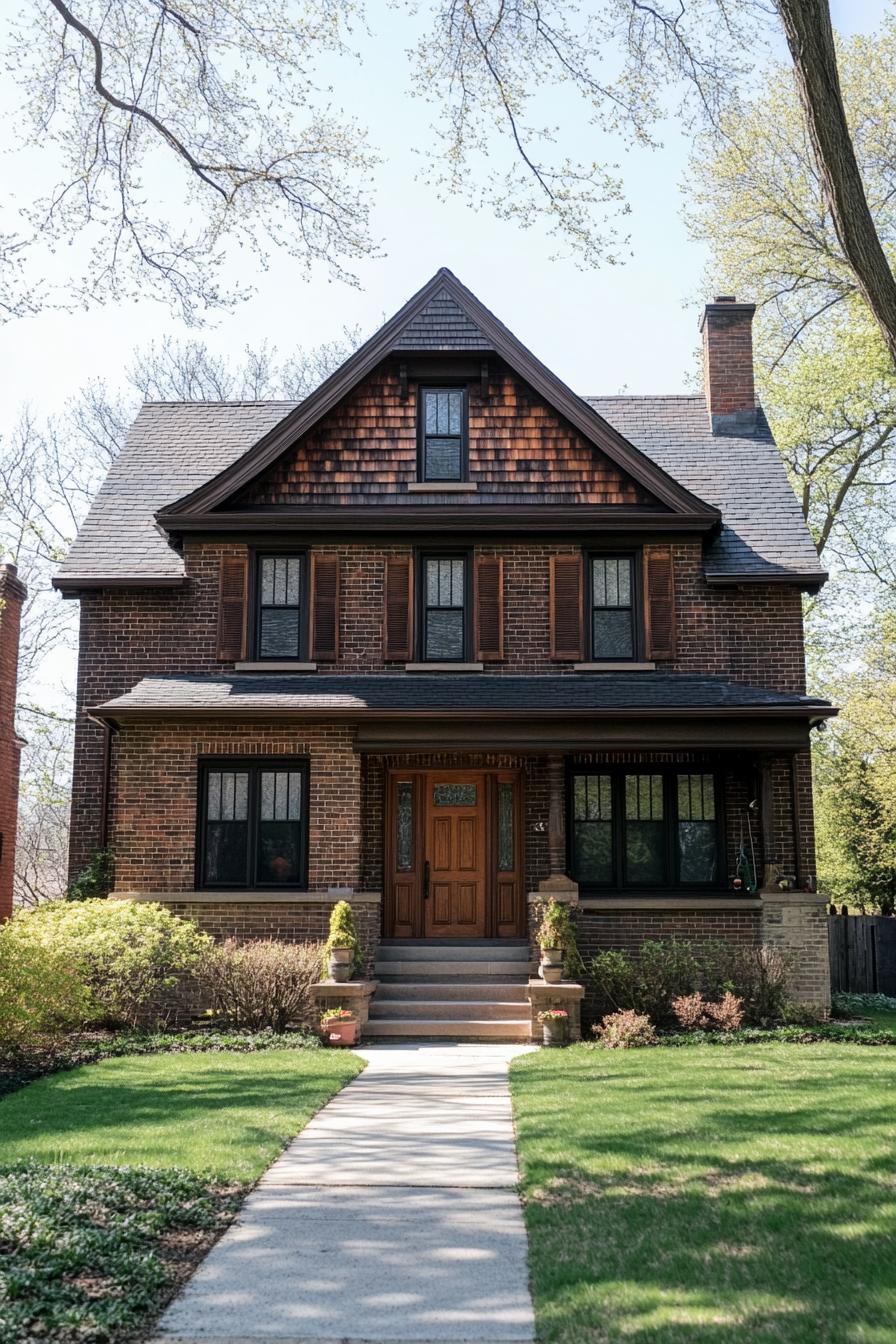 Charming two-story brick house with a gabled roof