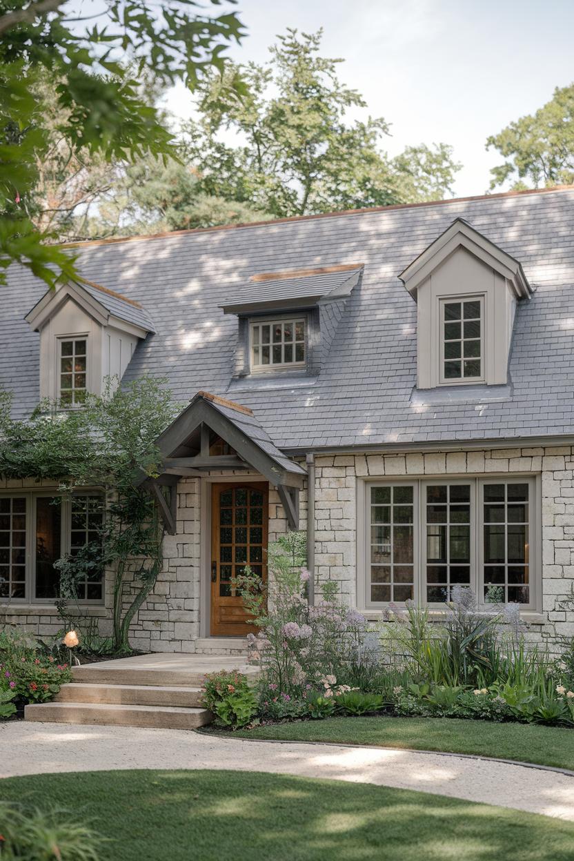 Charming stone cottage with lush greenery