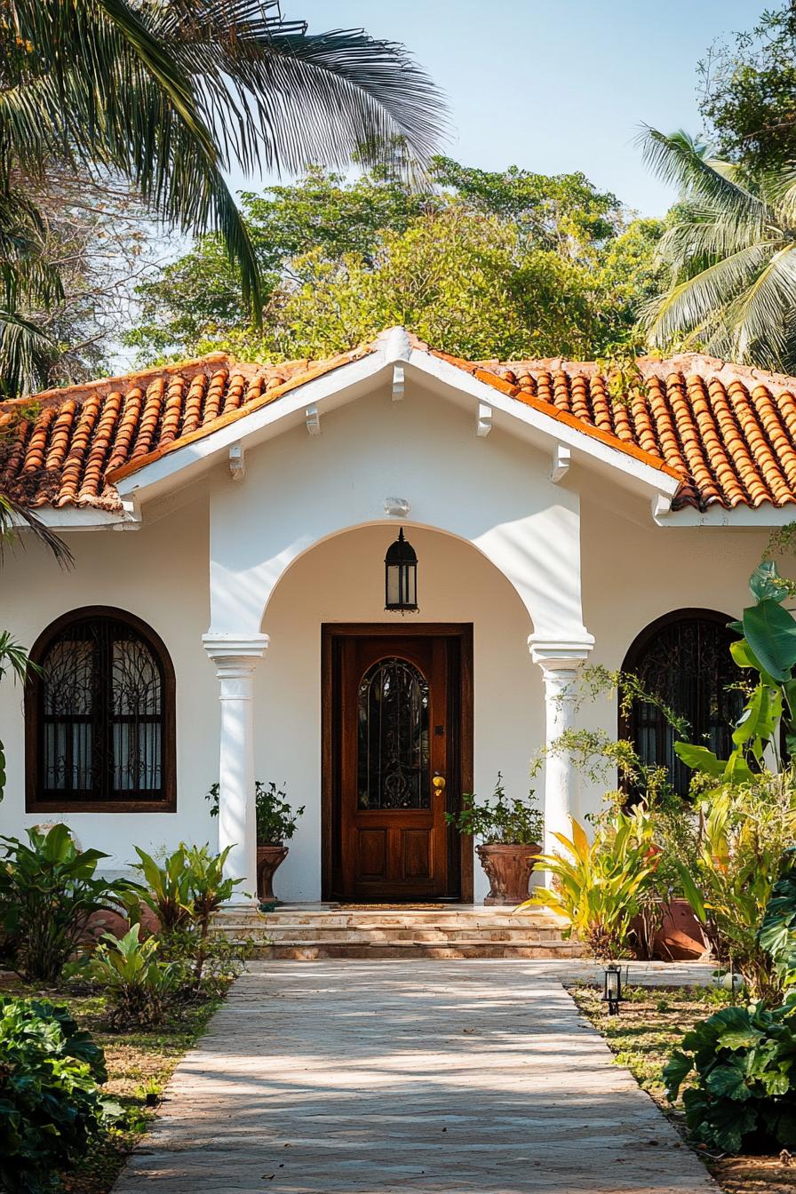 Charming bungalow with a terracotta roof and lush greenery