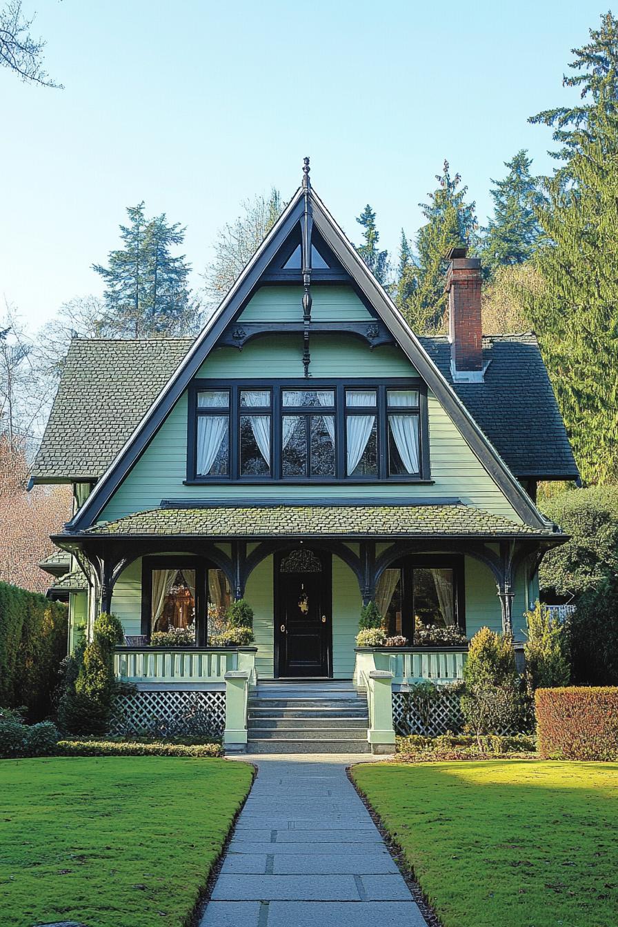 Green house with Gothic roof and garden path