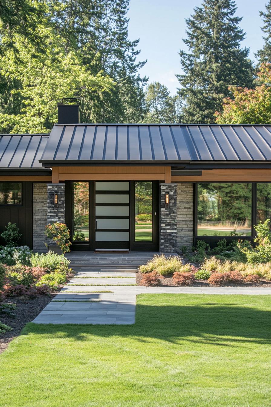 Chic ranch-style home with glass doors