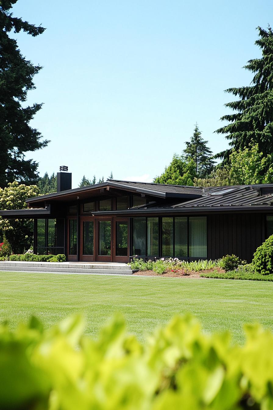 Ranch house with sleek design and large windows