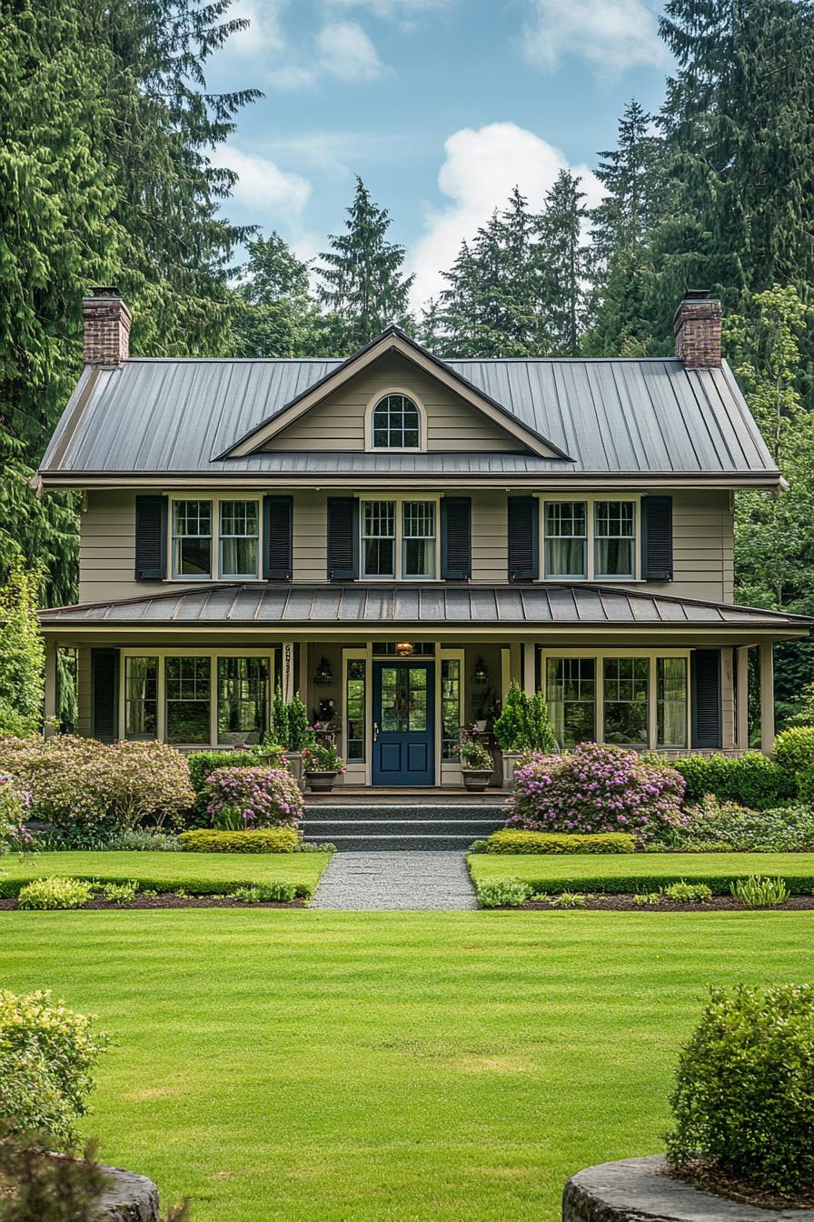 Charming farmhouse surrounded by vibrant greenery