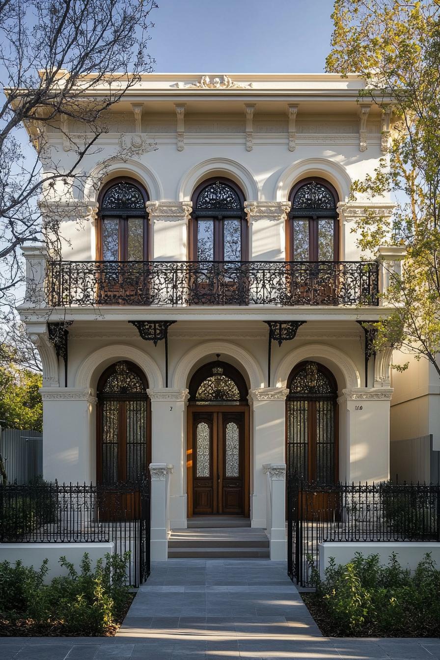 Victorian-style house with ornate details and arched windows