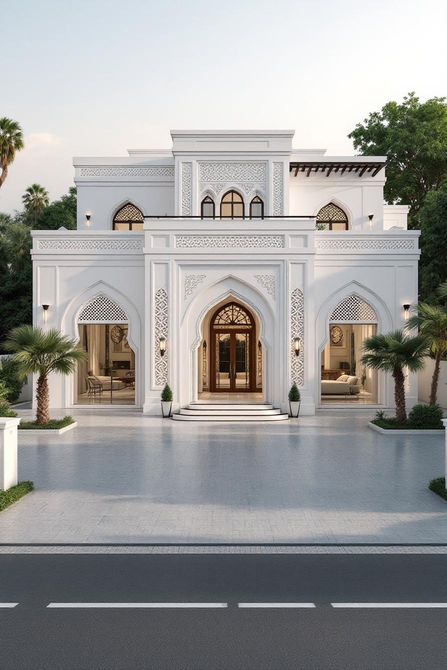 White Arabic-style house with grand arches