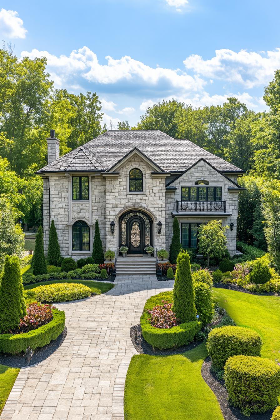 Beautiful stone house with lush garden