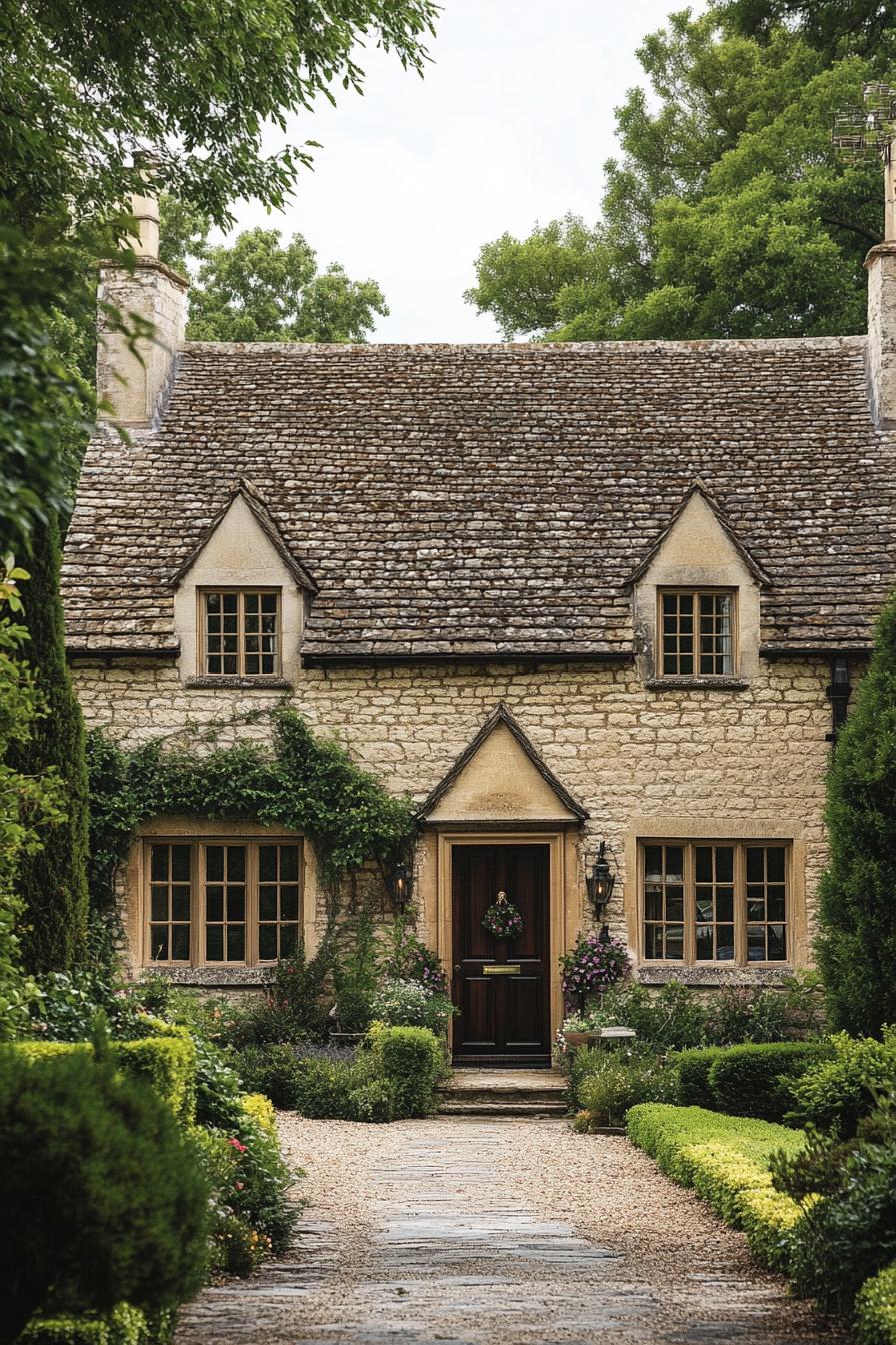 Charming stone cottage with lush greenery