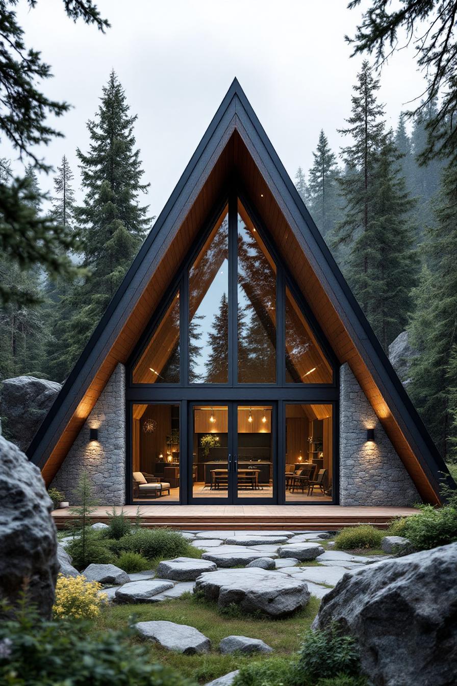 Charming A-frame cabin nestled in a forest setting