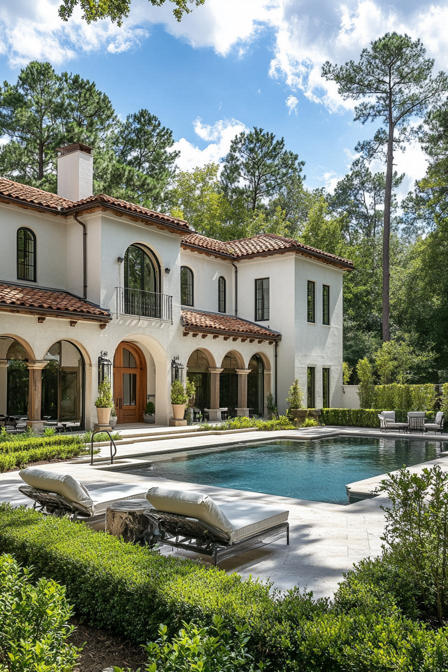 Luxury villa with a pool and lush greenery