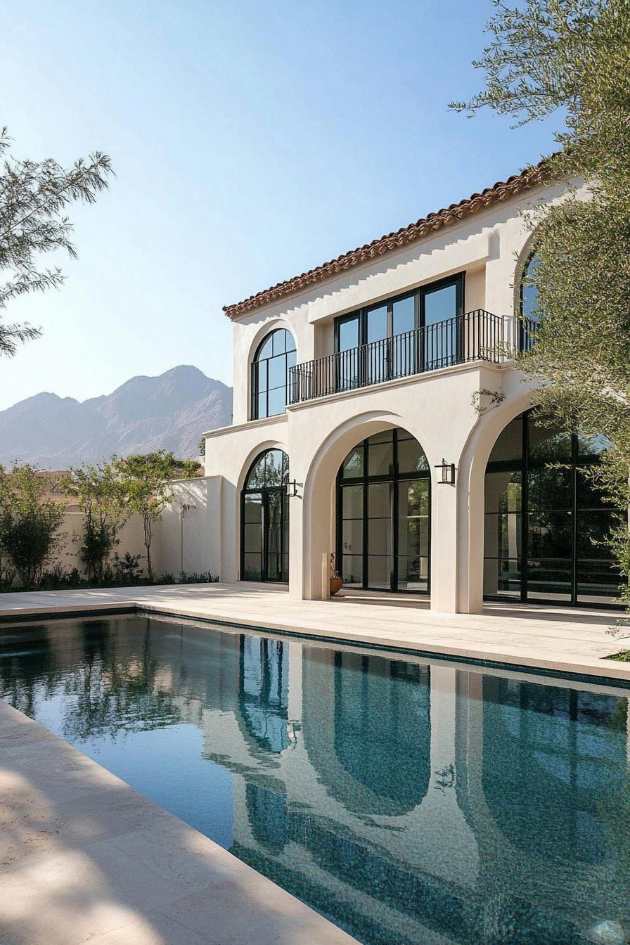 Modern Arabic house with arches and pool