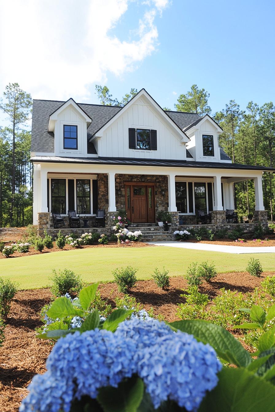 Cozy farmhouse with a vibrant garden