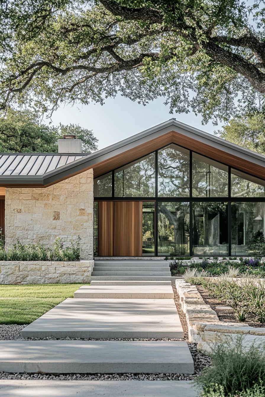 Rancher house with a stone facade and modern design