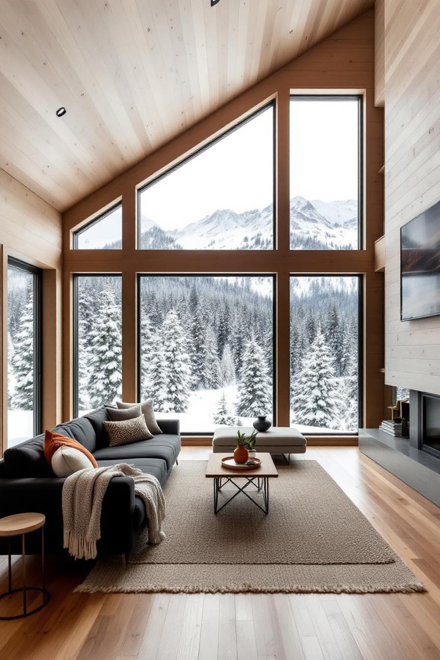 Cozy cabin room with stunning mountain view