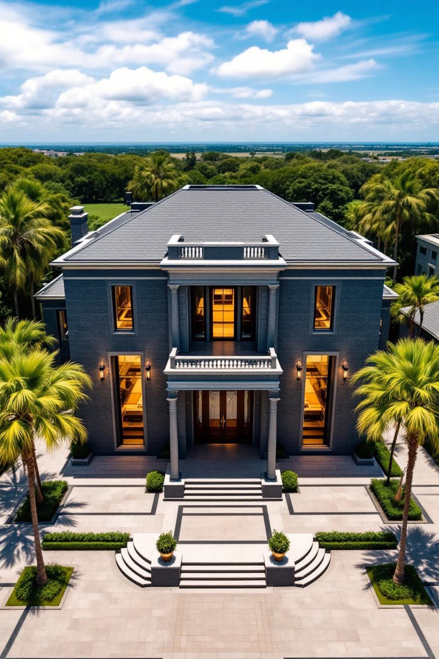 Sophisticated architectural design surrounded by palm trees